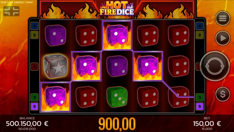 Hot Fire Dice — pamatspēle un paplašināms Fire Blaze simbols