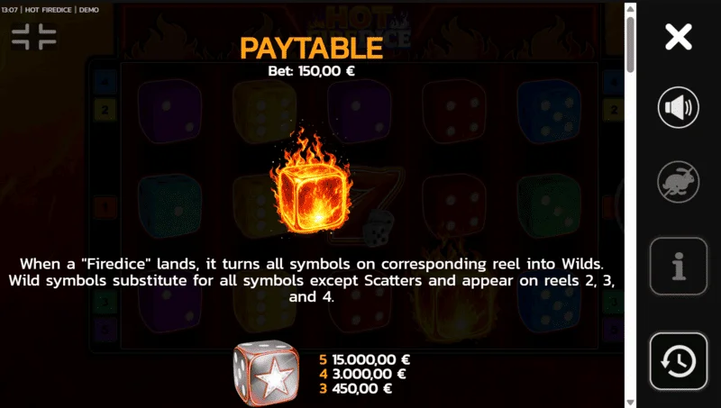 Hot Fire Dice — simboli un Scatter Pays laukumā
